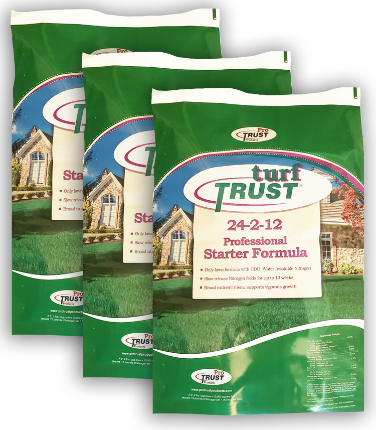 three turf trust professional starter fertilizer bags