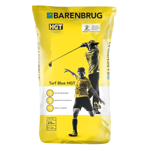 Barenbrug Turf Blue Healthy Grass Technology Lawn Seed Blend with Yellow Jacket Seed Coating, Heavy-Traffic HGT Grass Seed Mix for All Climates, 25lb